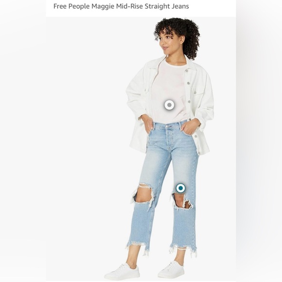 Free People Maggie Midrise Straight Jean, Size 25, NWT, Light Stone - Picture 4 of 14